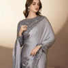 Shamoz Silk saree unstiched 4 Side Sequence Border & Palla - Kamran Suiting