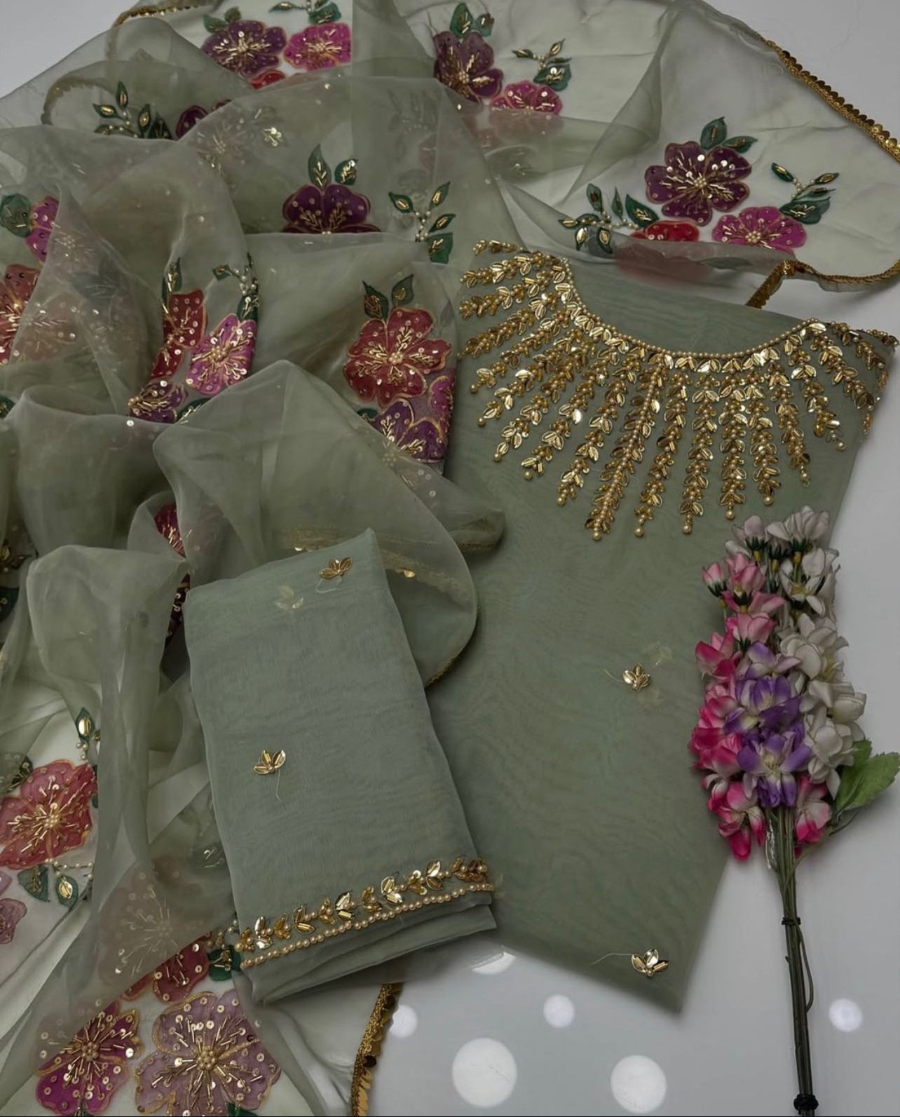 Organza zari work 2pc