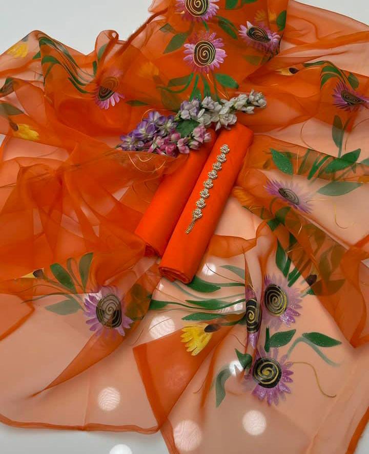 3 Pc Unstitched Katan Silk