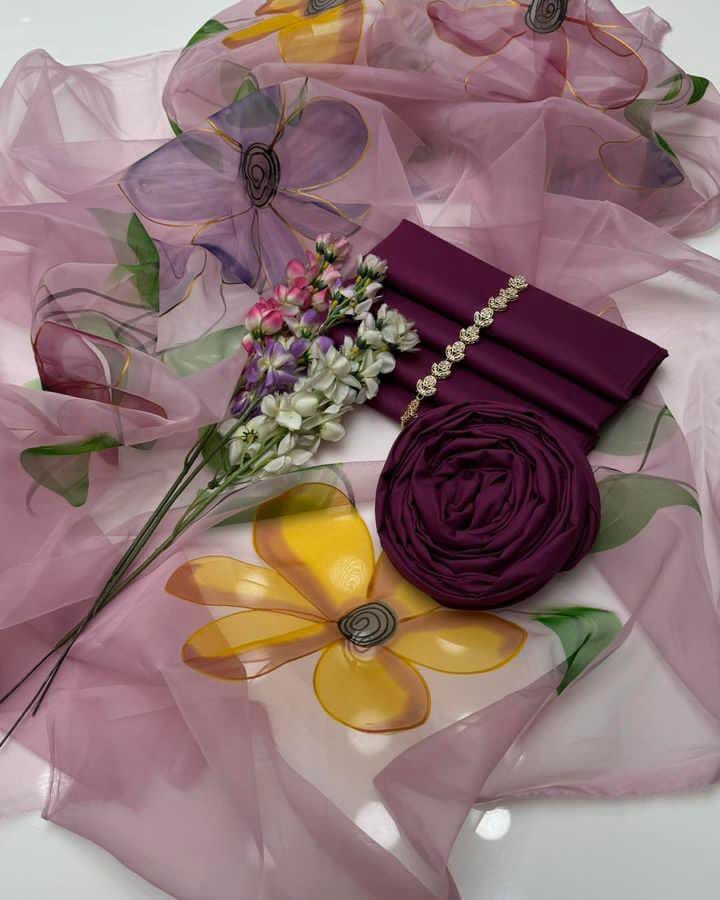 3 Pc Unstitched Katan Silk