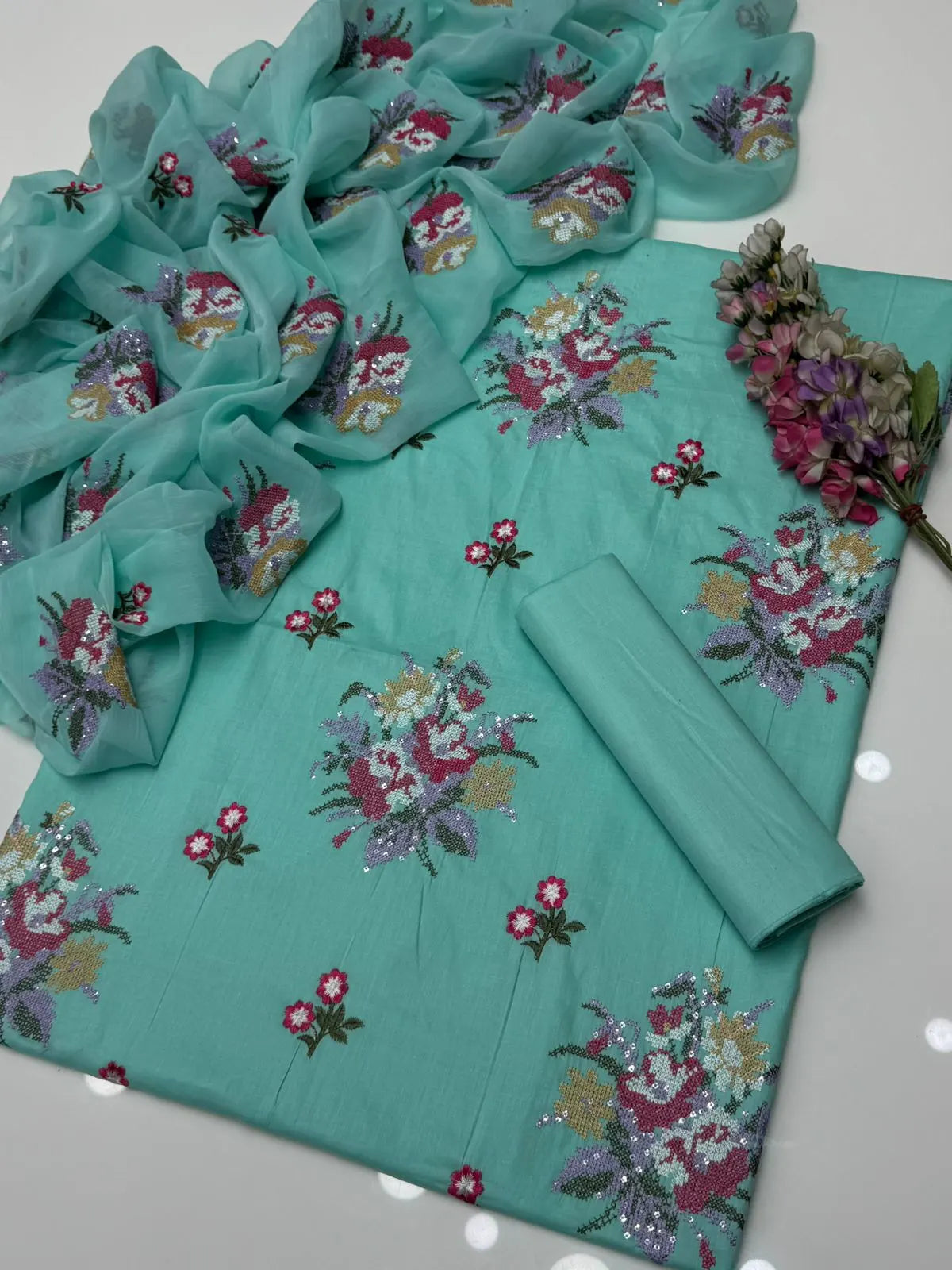 Handmade Style Cross Stitch lawn 3pc unctiched