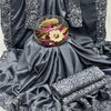 Shamoze Silk sari unstiched with 4 Side Sequence Border & Palla - Kamran Suiting